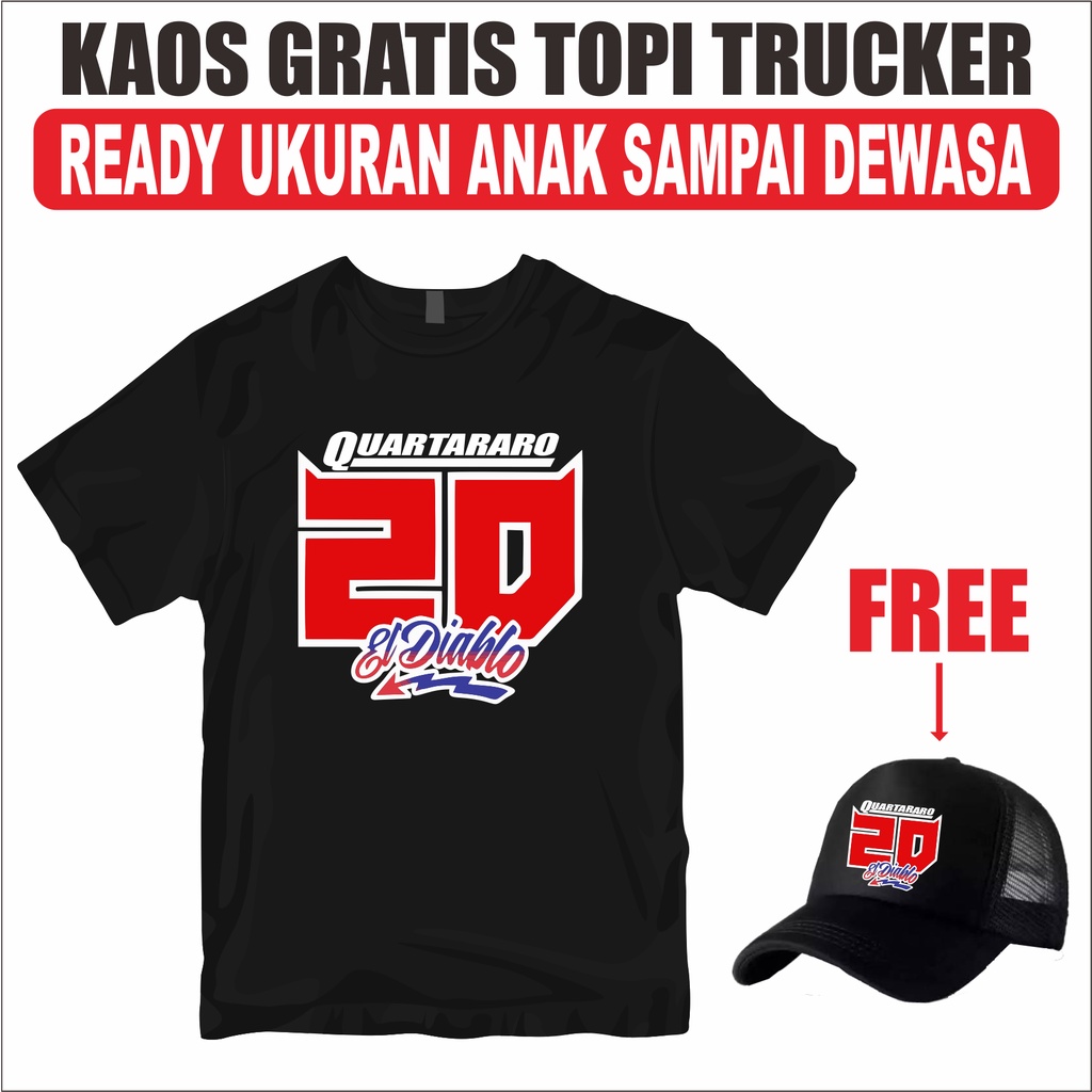 Kaos gratis Topi tema Racing Moto GP Fabio Quartararo El Diablo 20