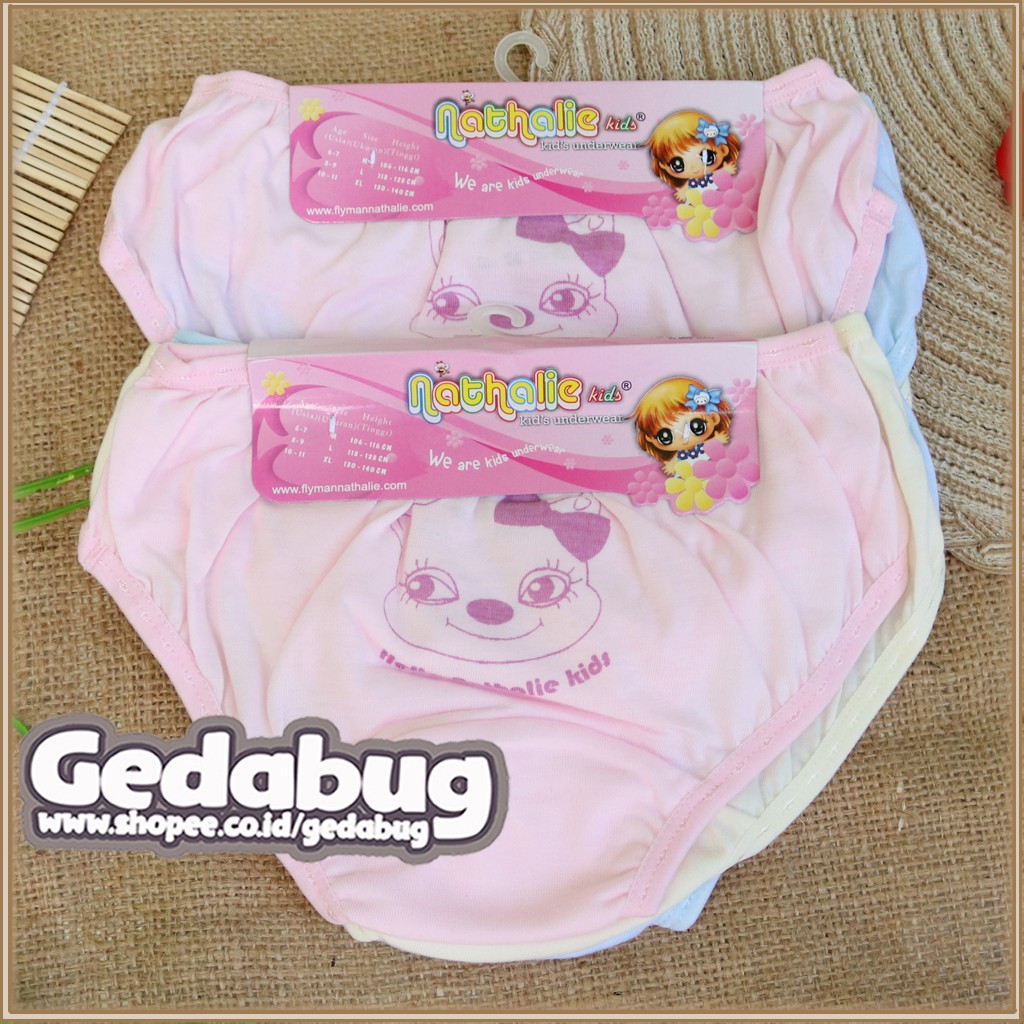 (3pcs) Celana Dalam Anak NATHALIE Kids / Celana Dalam Anak Perempuan Motif Sablon