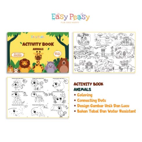 kiddiwear Easy Peasy - Activity Coloring Book - Buku Edukasi Belajar Menggambar dan Mewarnai