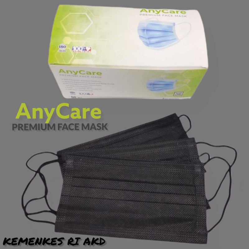 READY STOK EARLOOP 3 PLY HITAM ANY CARE ANYCARE BLACK FULL ISI 50 LBR PER BOX SEPERTI ONECARE BAHAN TEBAL