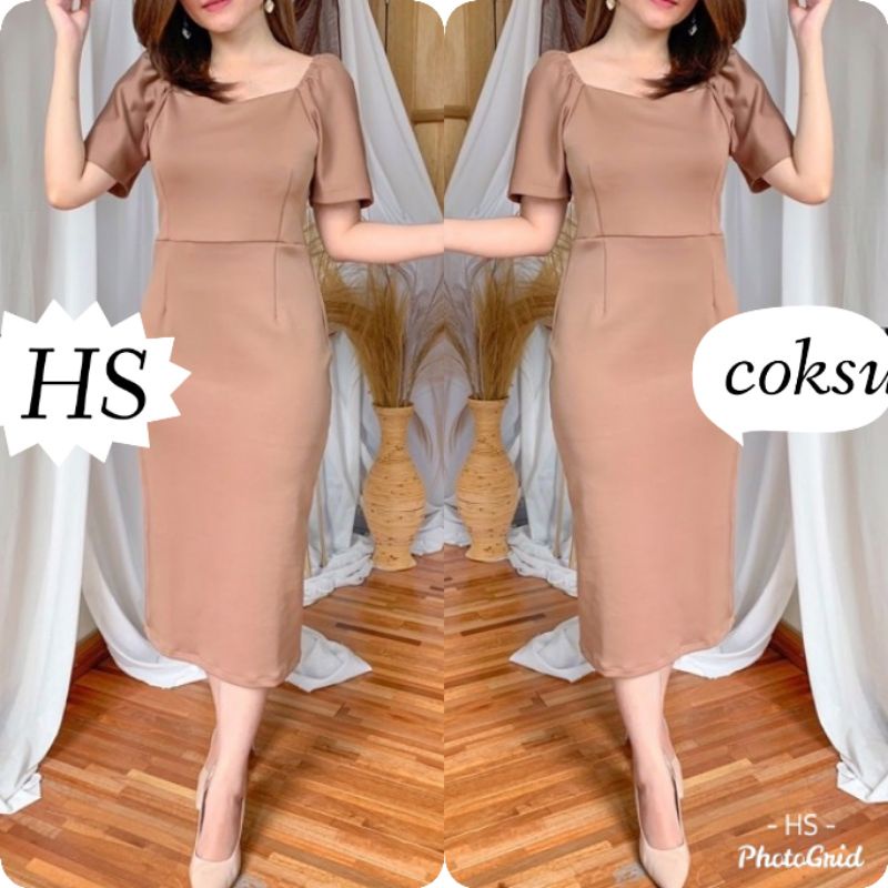 DRESS KOREAN FANNY/TAYLOR VIN BAHAN SCUBA PREMIUM/DRESS PESTA