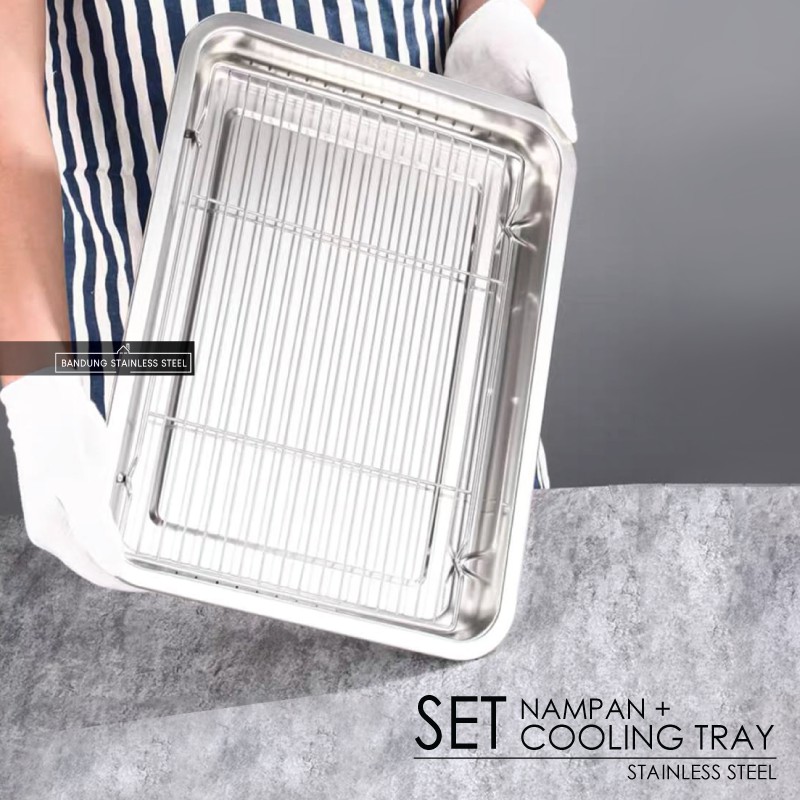 Cooling Tray  SET Nampan 50cm Tatakan Saringan Peniris Minyak Panggangan Multifungsi Medium Large