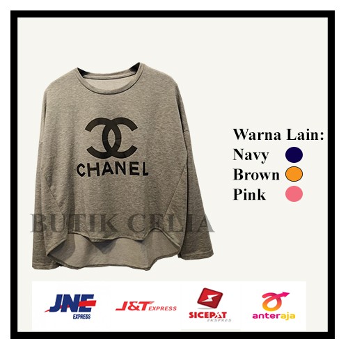 KAOS LENGAN PANJANG WANITA CHANEL PARIS MURAH KUALITAS BAGUS LEMBUT AWET