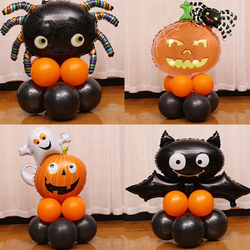 Balon Aluminum Foil Tema Halloween Bentuk Kartun Burung Hantu Penyihir Labu Untuk Dekorasi Pesta