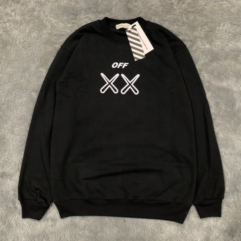 SWEATER CREWNECK OFF WHITE X KAWS PREMIUM FULLTAG &amp; LEBEL PREMIUM