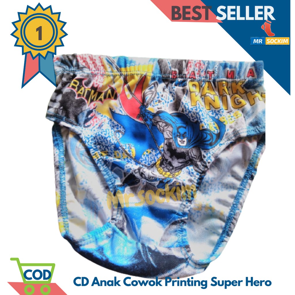 5 Pcs - Celana Dalam Anak Cowok Laki Laki full Printing karakter super hero (Usia 4-9 Tahun)