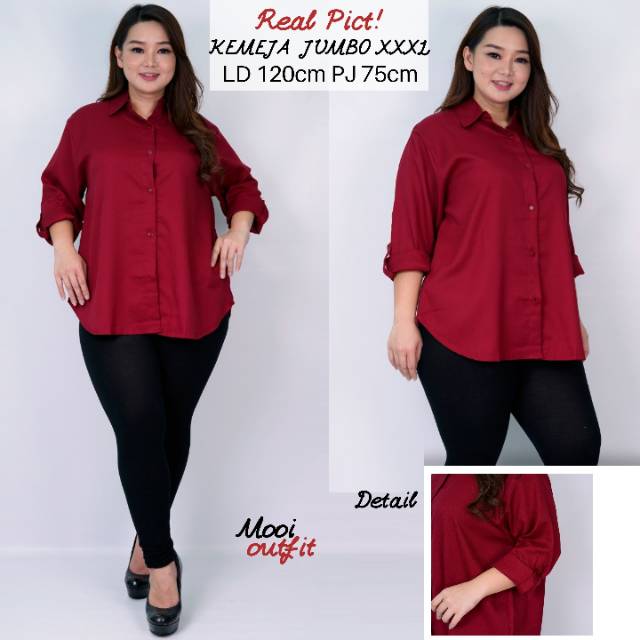 Mooi Outfit - Kemeja Oversize Wanita / Kemeja Wanita Jumbo Ld 120 Ld 130