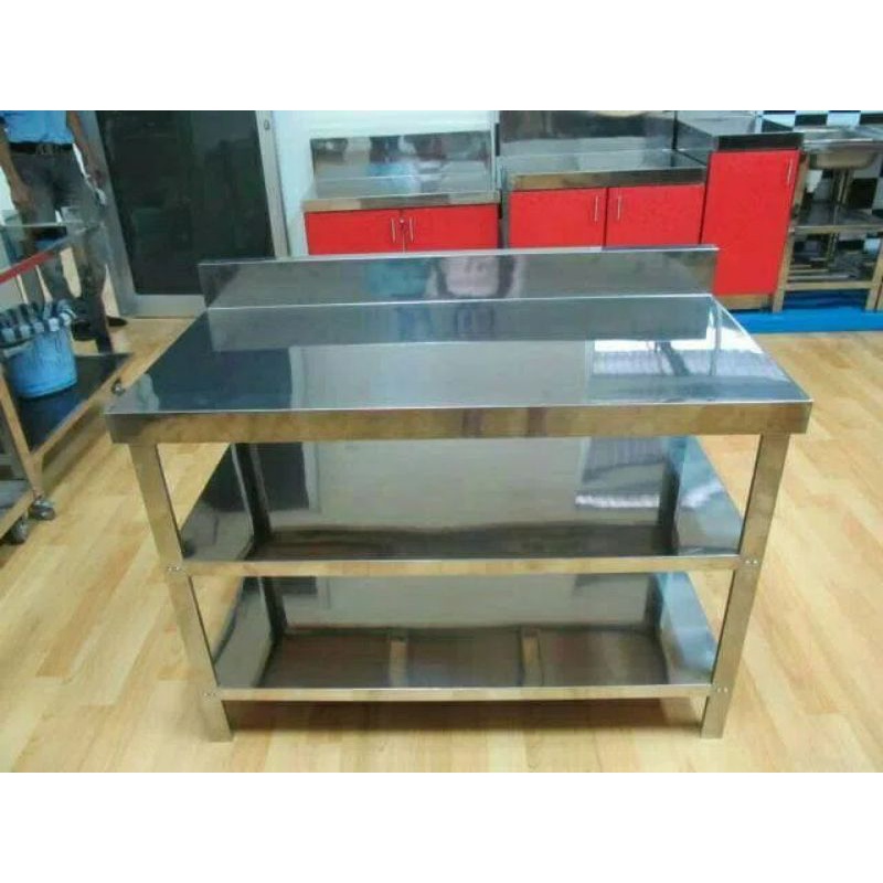 Meja Stainless 3 rak / MEJA DAPUR STAINLESS MERK MR DAPUR / MEJA DAPUR MBG