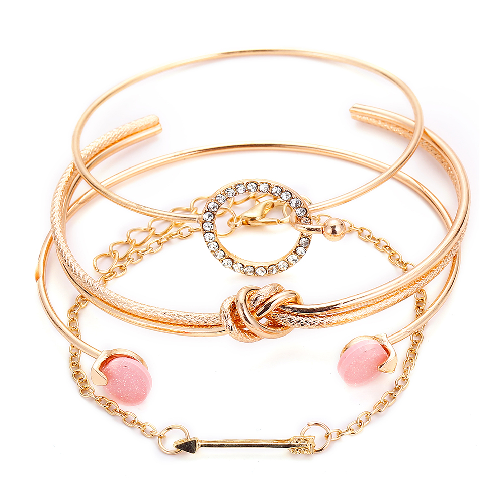 Set Gelang Multilayer Desain Bulan Bintang Kerang Gaya Vintage 17km Warna Emas Untuk Wanita-8