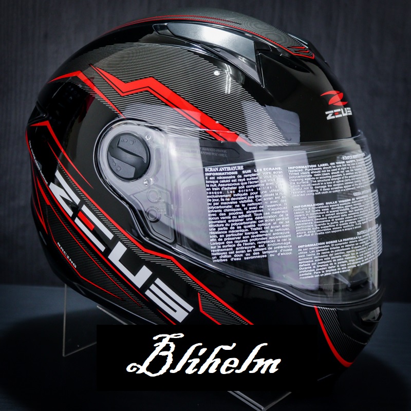HELM ZEUS ZS 811 BLACK AL12 RED | ZS811 FULL FACE HELMET SNI | ZS-811 FREE DARK VISOR-4