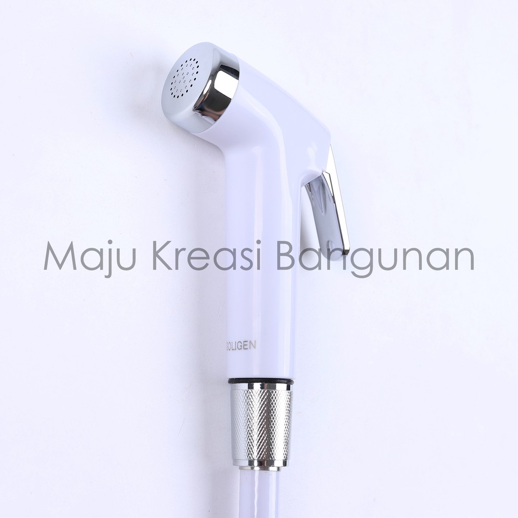 Jet Shower SOLIGEN Set Kepala Washer Toilet Cebok Chrome Selang Stainless Nekel Nikel Bidet Putih Hitam