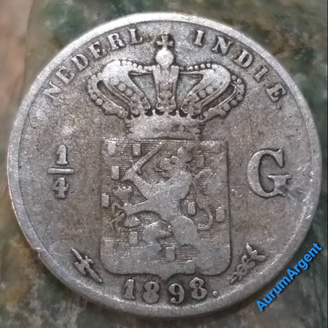 SA.80-- 1 PC KOIN PERAK KUNO ASLI 1/4 GULDEN NEDERL INDIE TH 1898. -- SILVER COIN --