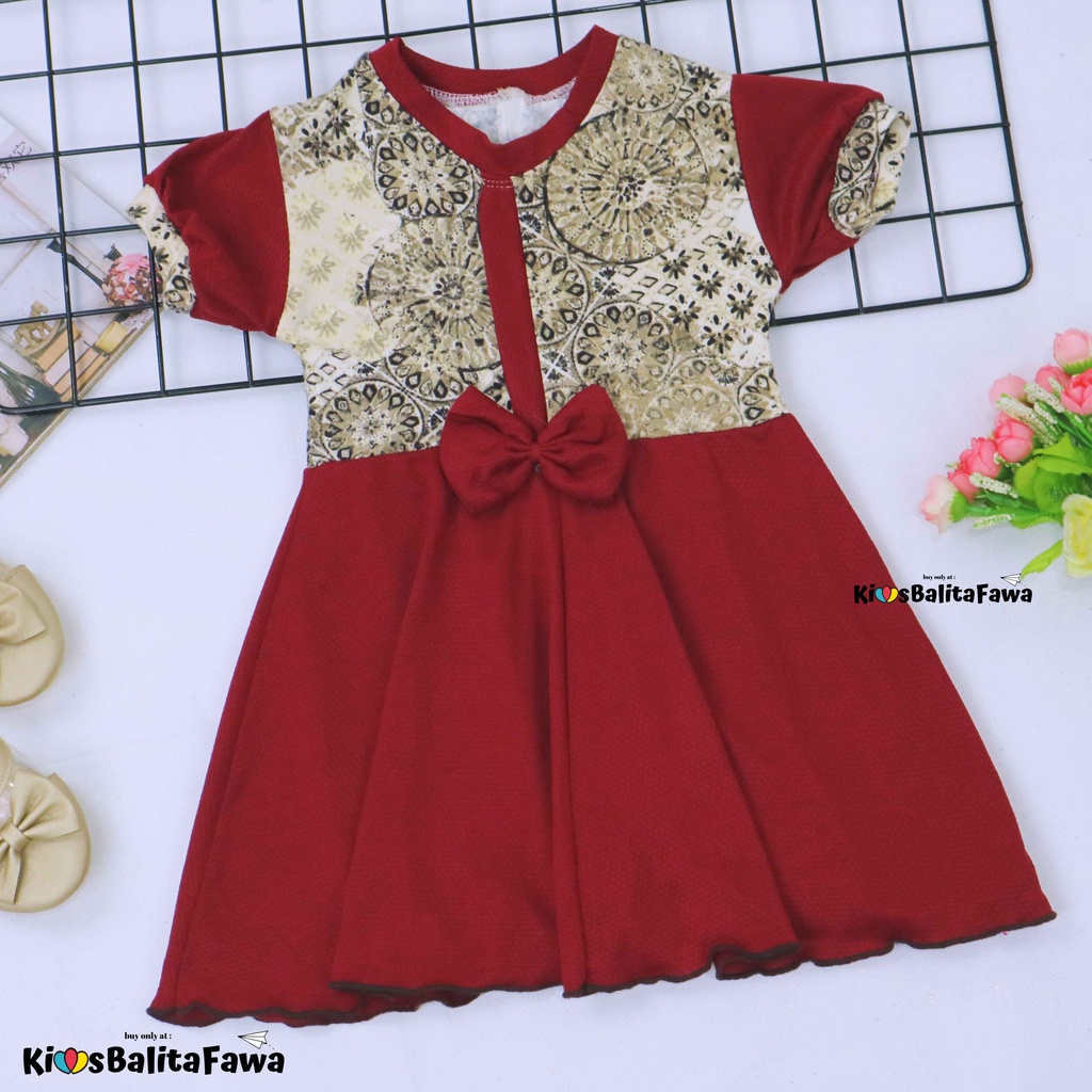 Dress Jasmine size 1-2 Tahun / Baju Pita Gaun Ballita Dres Anak Perempuan Murah Lengan Adem Grosir