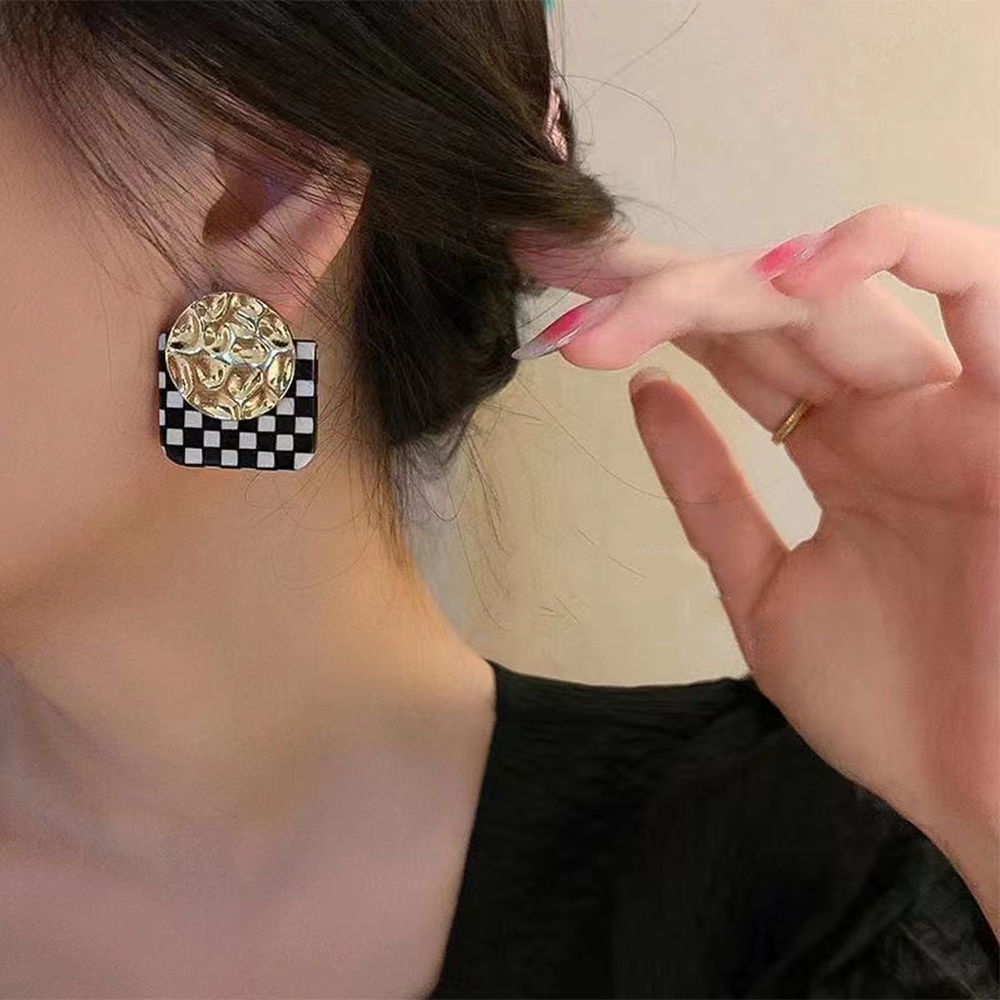 IFYOU Anting Drop Bahan Metal Mesh Gaya Korea Untuk Wanita