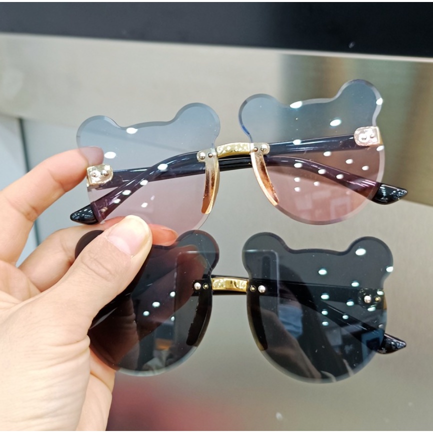 BAJ KACAMATA BEAR ANAK FASHION KIDS 1 - 8 TAHUN KOREA Kacamata Hitam Anak New Trend Fashion Anak Terbaru NO frame Titanium Telinga Beruang High Quality KC025