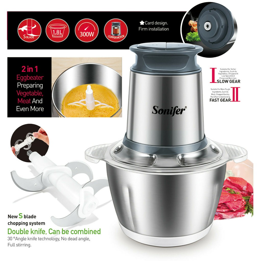 Sonifer FOOD CHOPPER WADAH 1.8 L STAINLESS SUS 304 ANTI KARAT