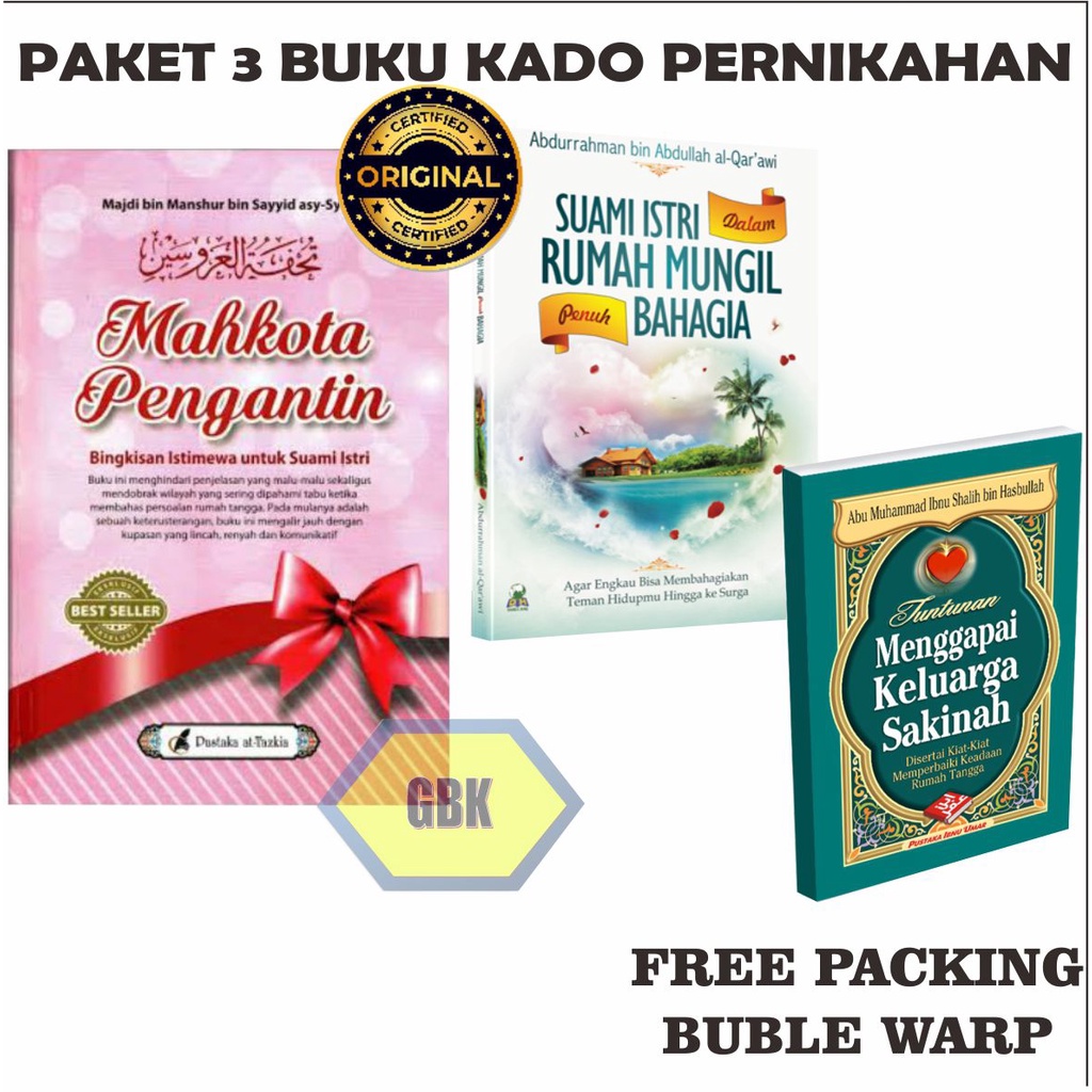 Paket 3 Buku Mahkota Pengantin, Menggapai Keluarga Sakinah, Suami Istri Dalam Rumah Mungil Penuh Bahagia