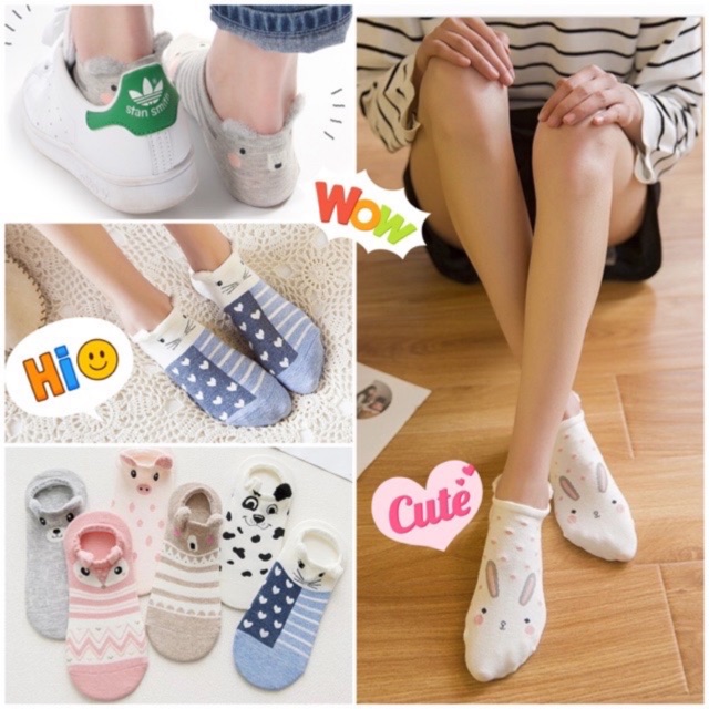 Kaos Kaki Korea Lucu Cute Wanita Motif Animal Import / Kaos Kaki Pendek Angkle Socks Cewek Import