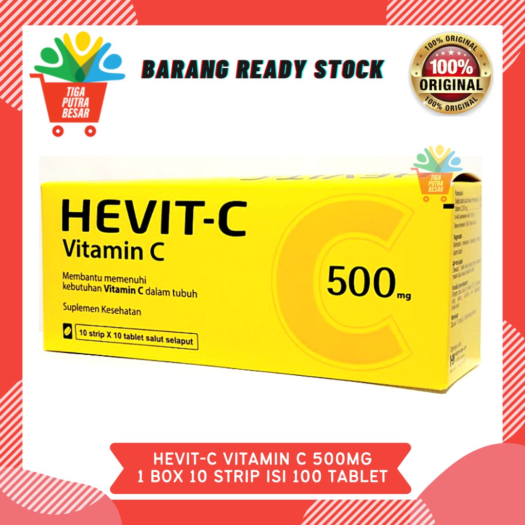 HEVIT C SUPLEMEN KESEHATAN VITAMIN C 500Mg BOX 10 STRIP ISI 100 TABLET