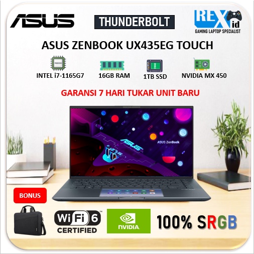 ASUS ZENBOOK UX435EG TOUCH i7 1165G7 16GB 1TBSSD MX450 2GB W10 14.0FHD