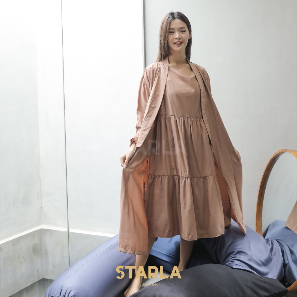 BAJU TIDUR SET 2IN1 Dress WANITA Plus KIMONO PREMIUM DEWASA CLIO STARLA