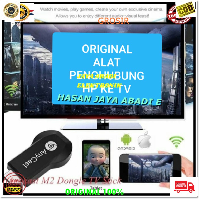 J100 ANYCAST ALAT PENYAMBUNG HP KE TV HANDPHONE KE TELEVISI DONGLE HDMI MIRAE CAST PENGHUBUNG WIRELESS STEAMING GAMBAR MIRRORING DISPLAY RECEIVER SUPPORT SHARING STEAMING DIGITAL UNIVERSAL SAMBUNG LAYAR USB WIFI SCREEN BISA SEGALA MEREK HANDPHONE