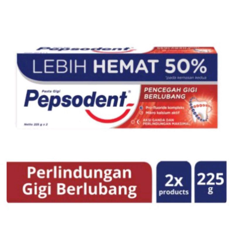 PASTA GIGI PEPSODENT 225 GRAM ISI 2 PCS