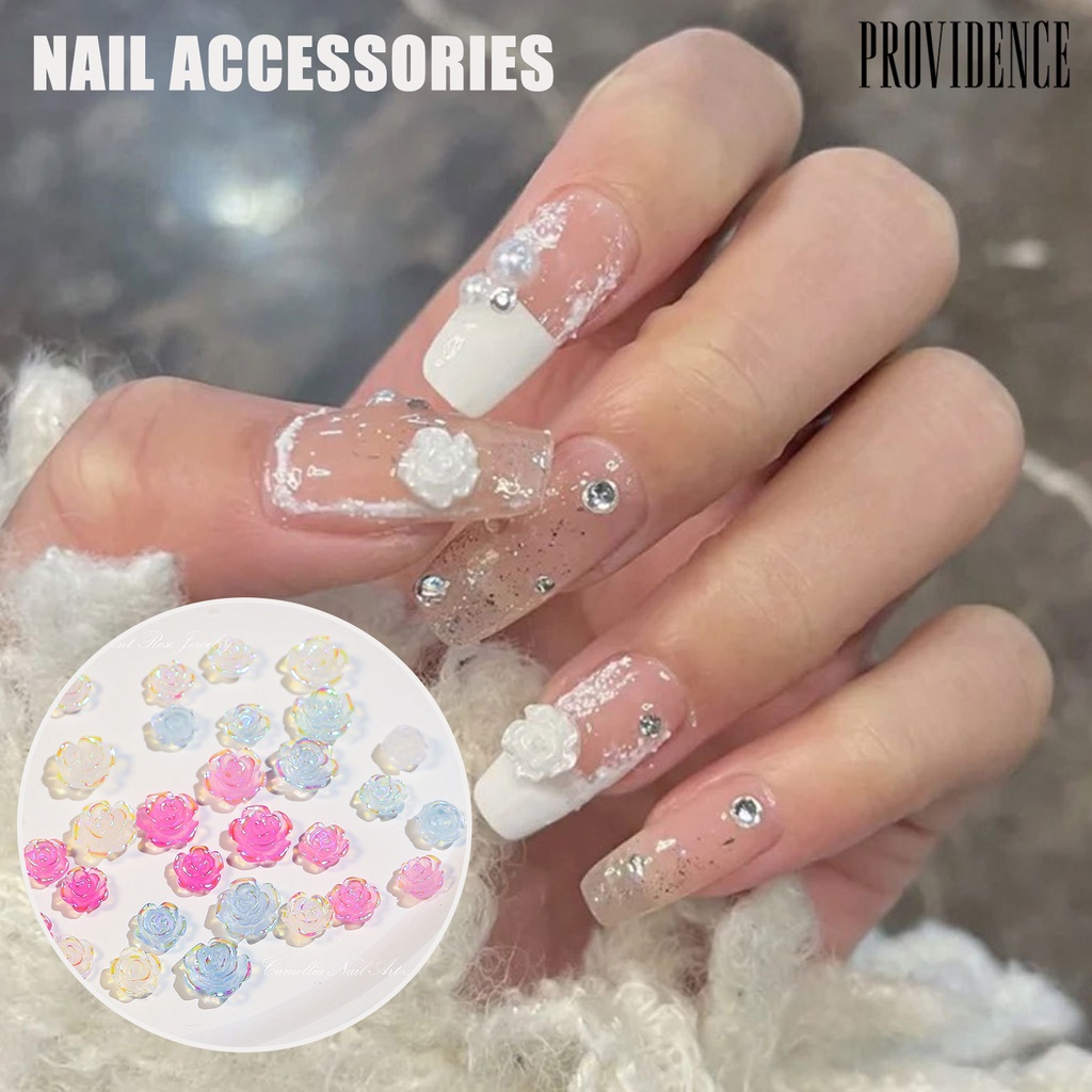 Providence 20Pcs / Set Berlian Imitasi Bentuk Bunga Camellia Untuk Dekorasi Nail Art / Manicure DIY