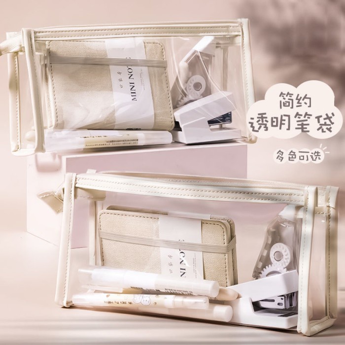 

Buruan Kotak Pensil Korea Pouch/ Tempat Pensil Transparant Simple Besar Gilaa!!!