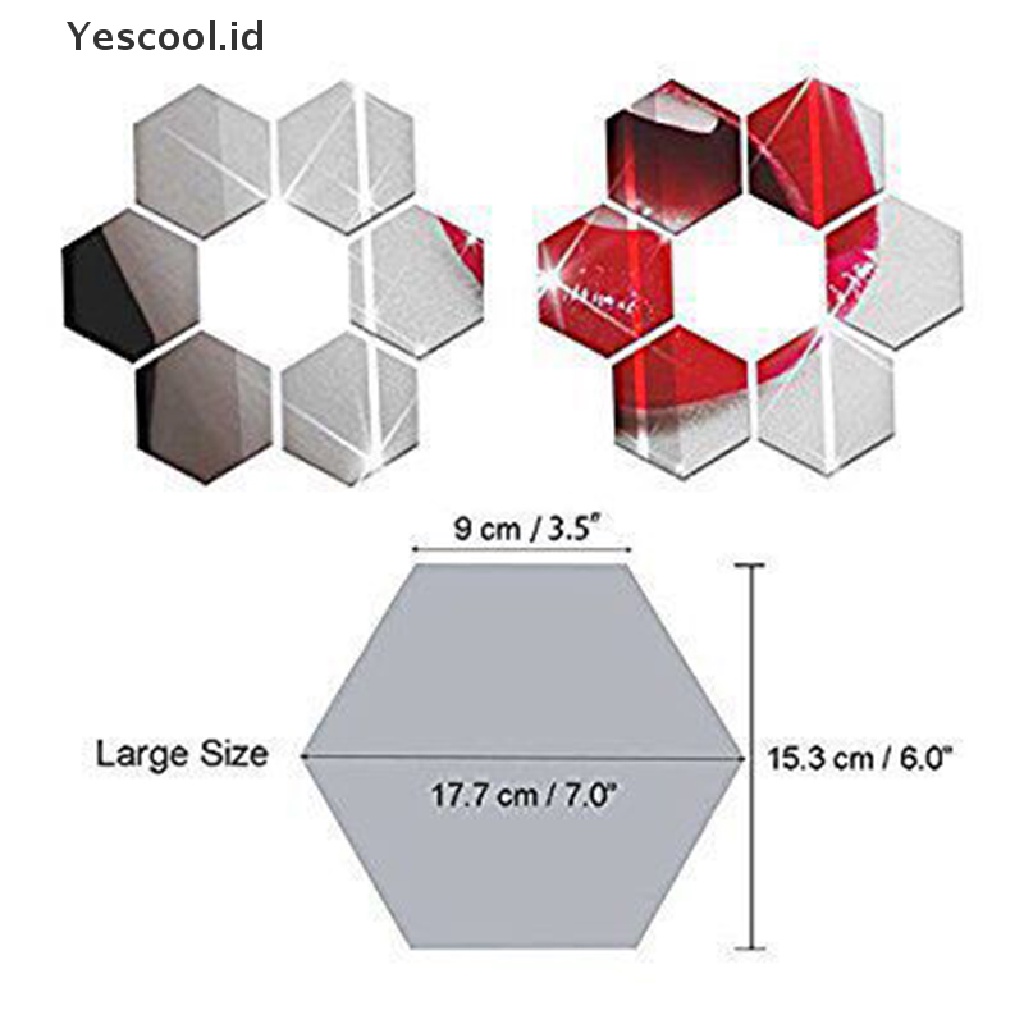 12 Pcs Stiker Dinding Model Cermin Bahan Akrilik Bentuk Hexagon 3D Untuk Dekorasi Rumah