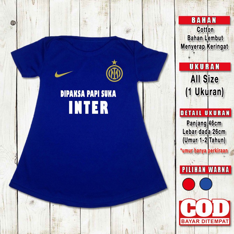 Dress Anak Perempuan Bola Dipaksa Papi Suka INTR Pakaian Bayi Baju Klub Bola Kado Anak Jersey Cewek 