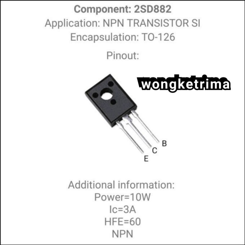 Transistor D882 2SD822 TO-126 3A/40V NPN Transistor TR D 882