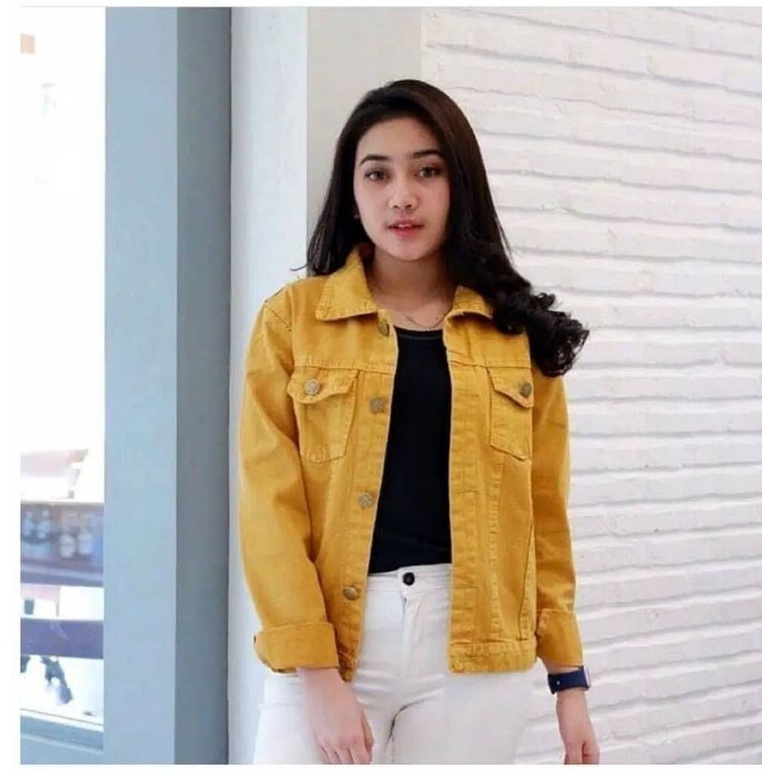 Jaket Wanita Jeans Biondy Biondi Kekinian Jaket jeans wanita terbaru Jaket Biondy wanita