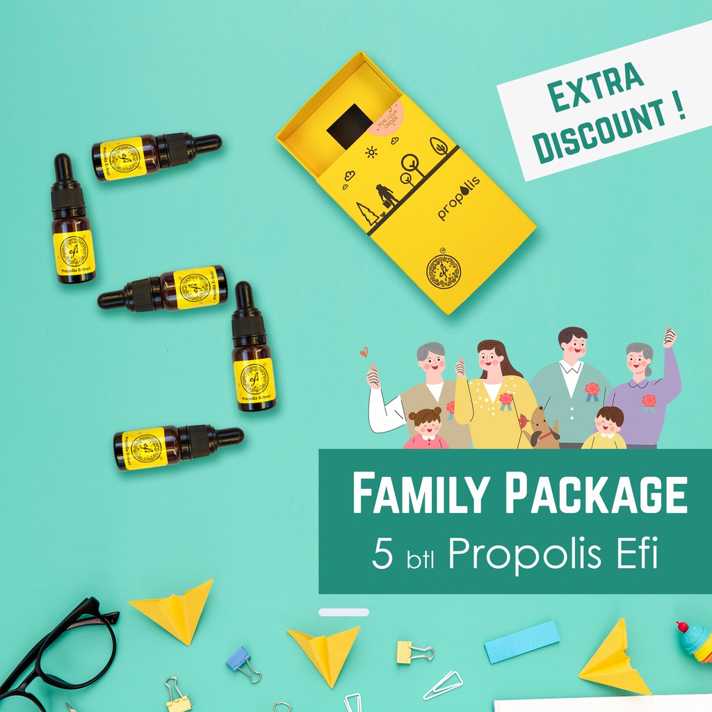 PAKET 5 Btl Propolis Efi - FAMILY PACKAGE ( 100% Original Propolis Non Alkohol )