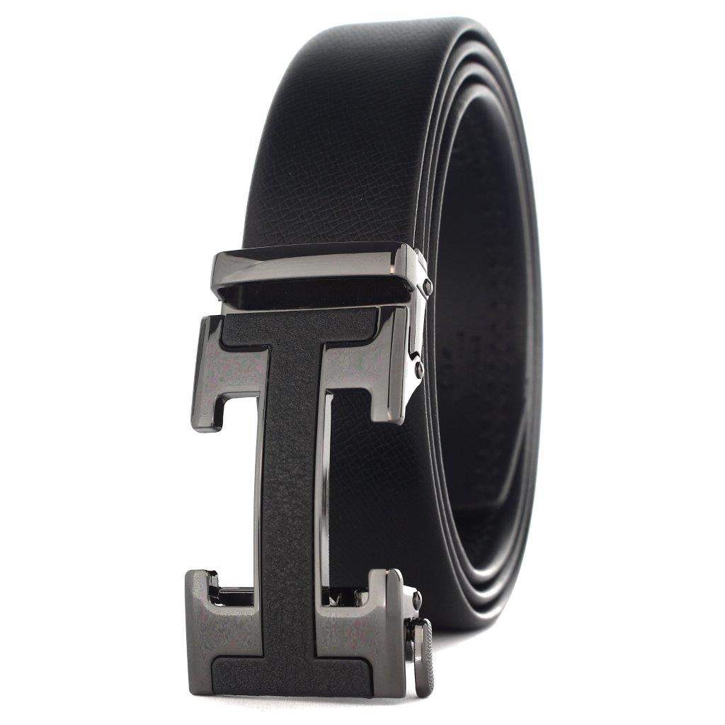 TOKOKOE - Gesper Ikat Pinggang Pria model Rel Ban Pinggang Otomatis Bahan Kulit Jumbo Size - H HZ23 Black