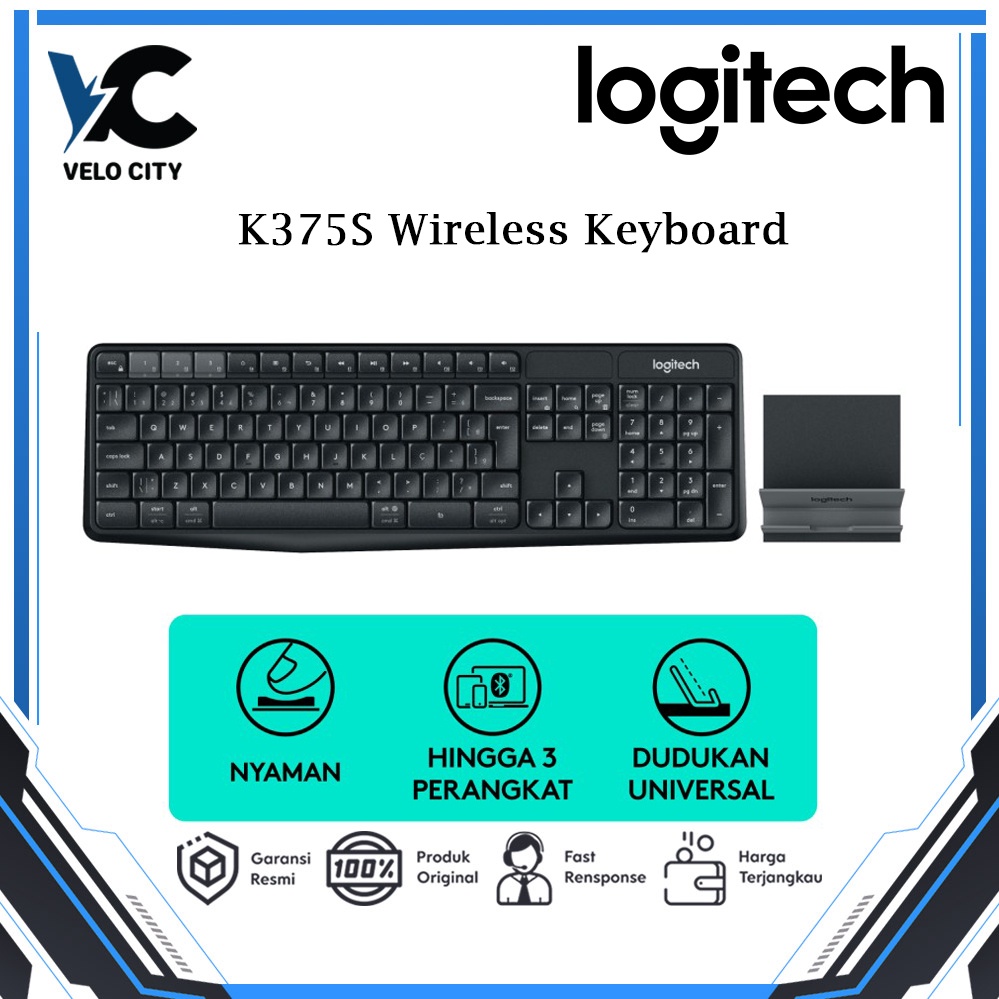 Keyboard Wireless Bluetooth Logitech K375s Multi Device Original Garansi Resmi 1 Tahun