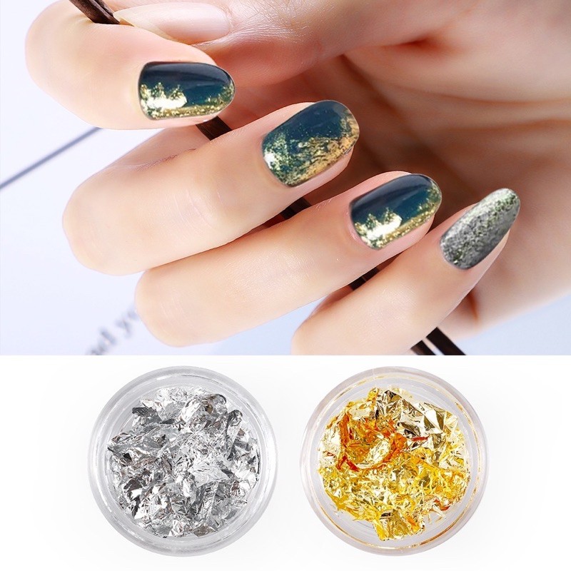 Nail foil gold silver kertas foil hiasan nail art gold flakes nailart nail acc foil
