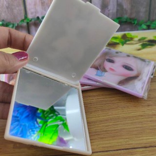 Kaca Cermin dandan rias gambar 3D / Cermin lipat motif barbie 3D / cermin rias praktis traveling
