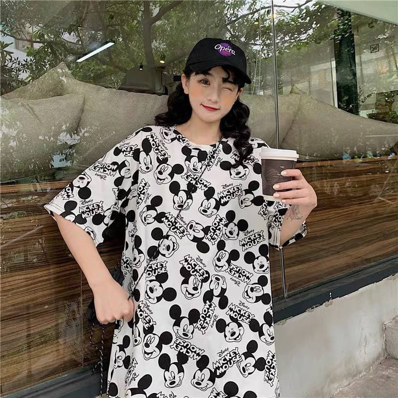 Oversize Tee Tshirt Model Longgar Untuk Wanita Motif Mickey BL