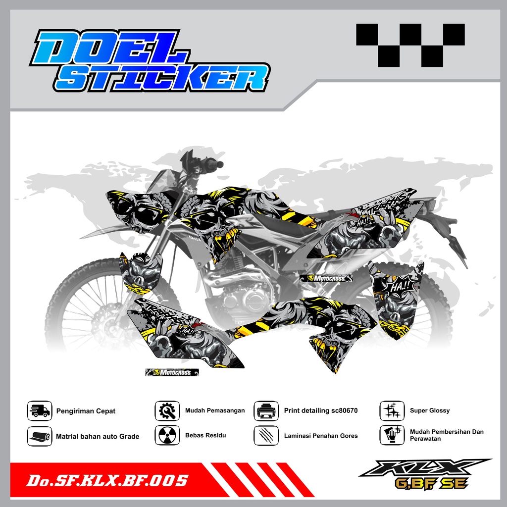 Sticker Striping Honda KLX 150 G , BF , SE Lama List Variasi Hologram , Crome Doel 005