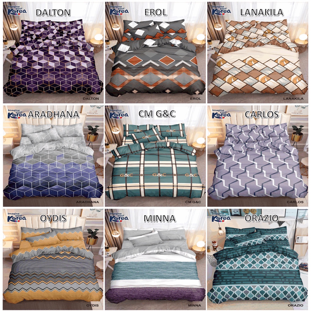 Bedcover Set Katun Micro Disperse Premium Ukuran Single Double 120 160 180