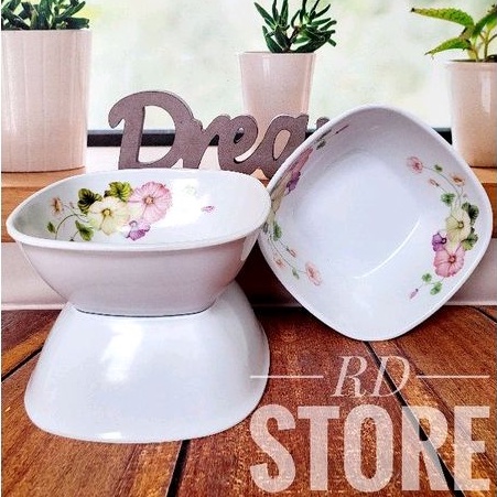 PROMO 3.PCS MANGKOK KITAK MOTIF ROSE BAHAN MELAMINE WARE TEBAL DAN KUAT PANAS