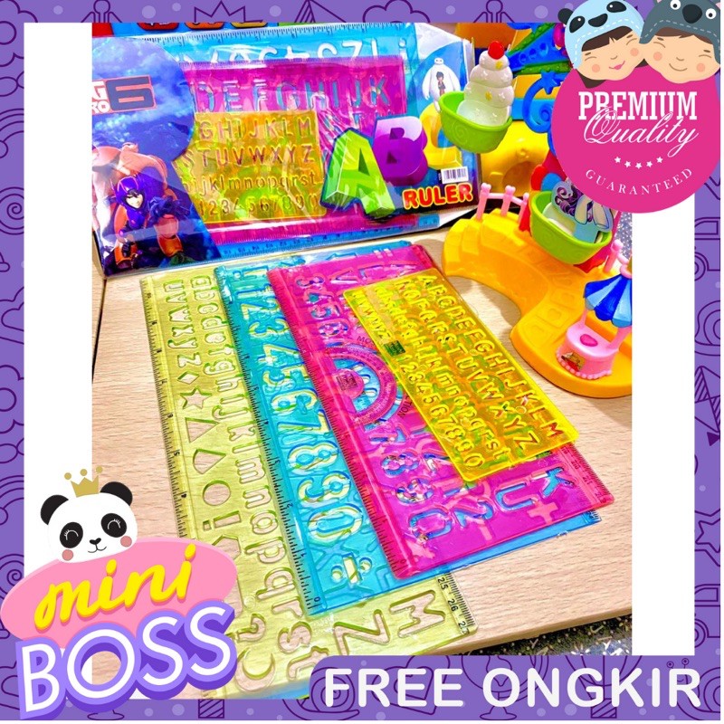 

Mini-Boss Penggaris Huruf Angka Set (1 Set Dapat 4 Penggaris) Premium Quality Murah ya Bunda