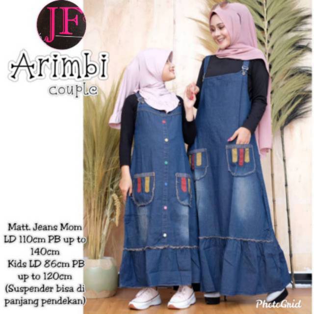 Overall jeans sepasang ibu dan anak