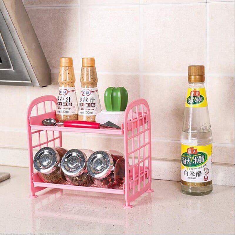 RAK PLASTIK Susun 2 Rack Plastik Mini Dapur Dinding Kamar Mandi Serbaguna Organizer Tempat Bumbu - BUM