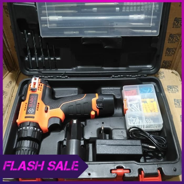 Paket Mesin Bor Baterai Cordless Impact Drill Bor Beton 12V