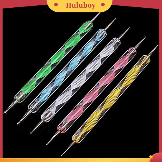 Huluboy Huluboy♡ 5 Pcs Alat Dotting Marbleizing Dua Sisi Untuk Nail Art Manicure