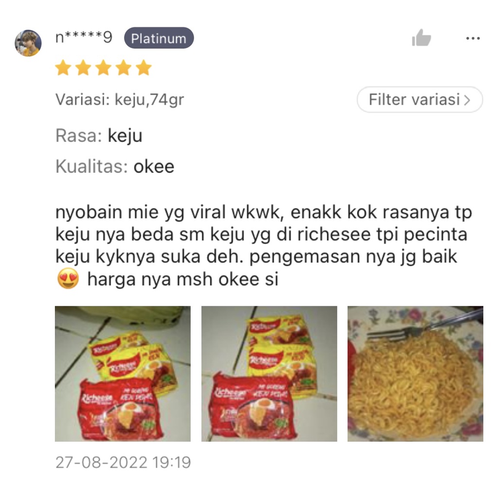 mi goreng keju Richeese mie instan keju ramen level 0 3 5 lvl