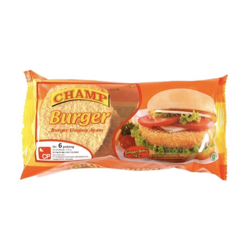 

Champ Burger Daging Ayam / Crispy Chicken (isi 6 pcs)