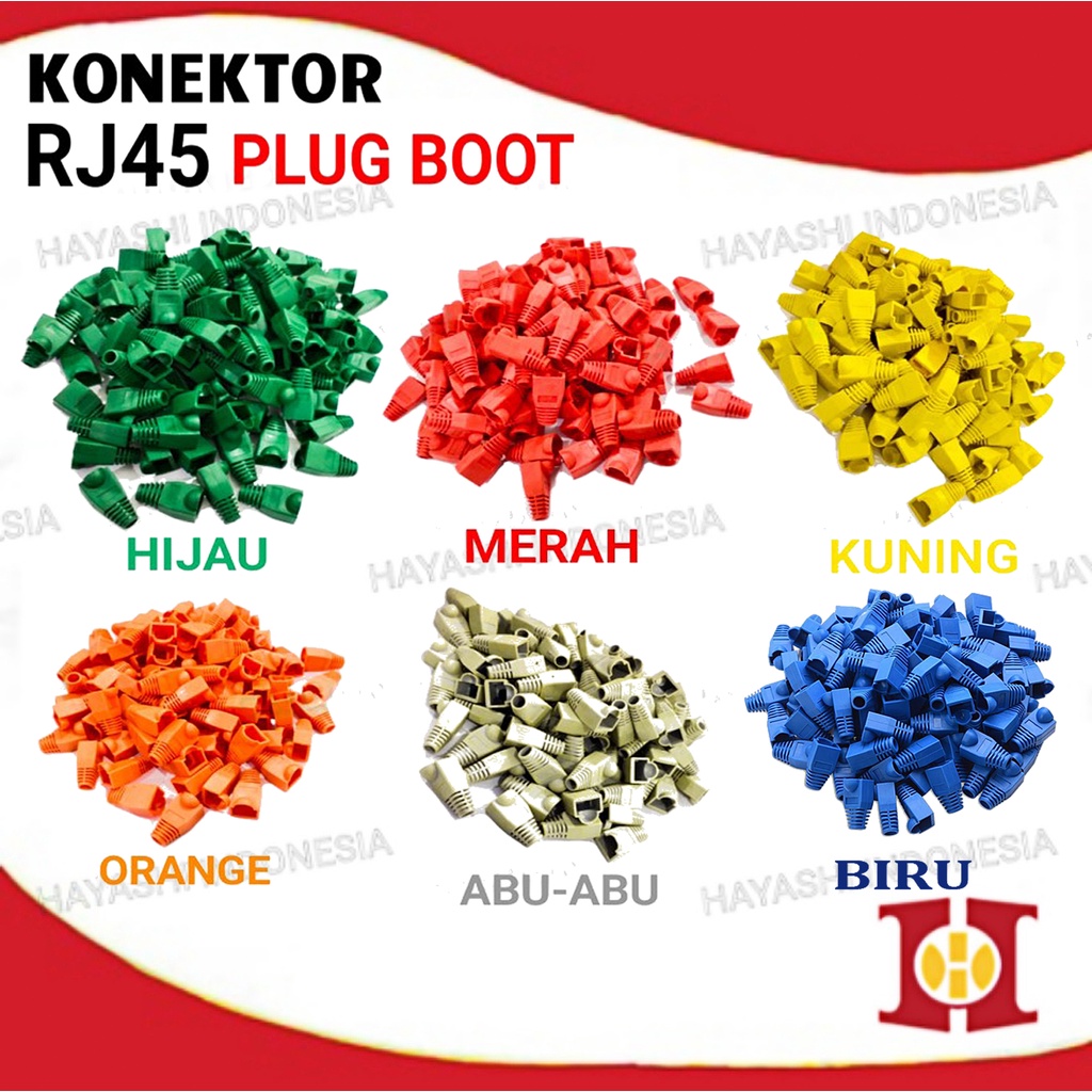 Karet Konektor Kabel UTP RJ45 Plug Boot Cover Pelindung RJ45-100pcs